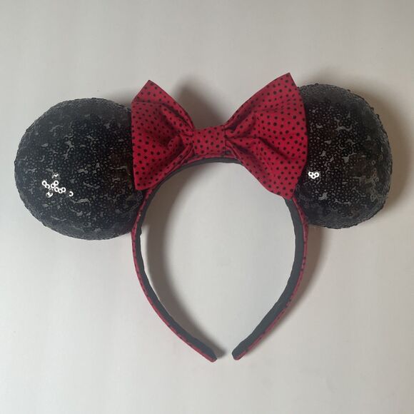 Disney Minnie Mouse Ears Headband Red Now, Sequence Black - Picture 6 of 9